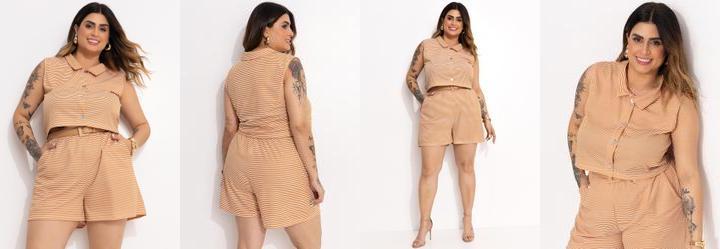 Conjunto Listrado Mostarda em Malha