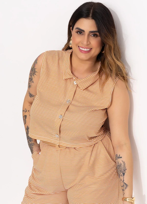 Marguerite - Conjunto Listrado Mostarda em Malha 5