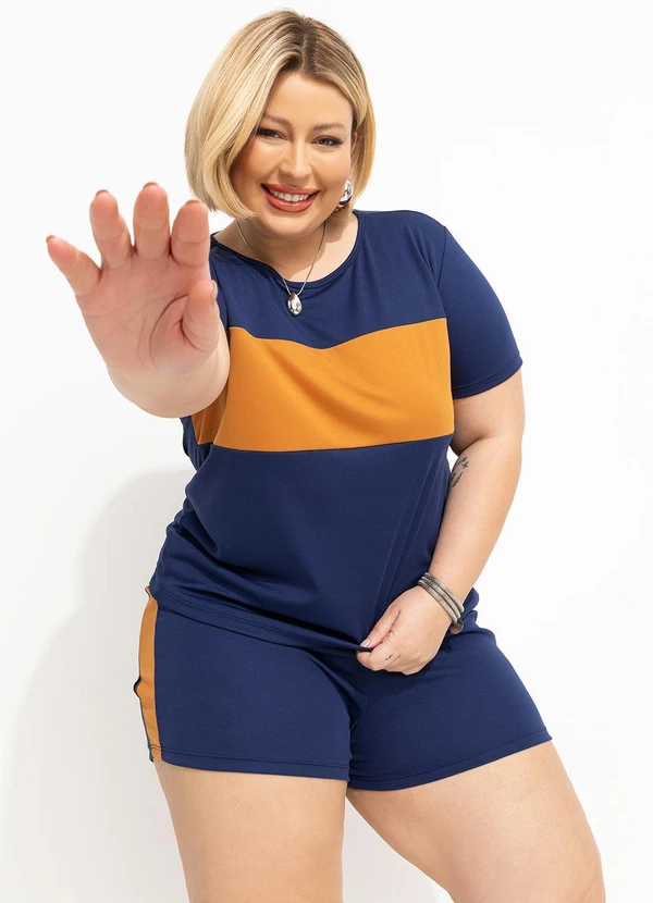 Marguerite - Conjunto Marinho e Caramelo Plus Size 3
