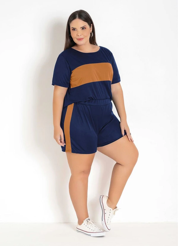 Marguerite - Conjunto Marinho e Caramelo Plus Size 4