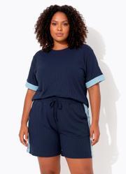 Conjunto Marinho em Canelado