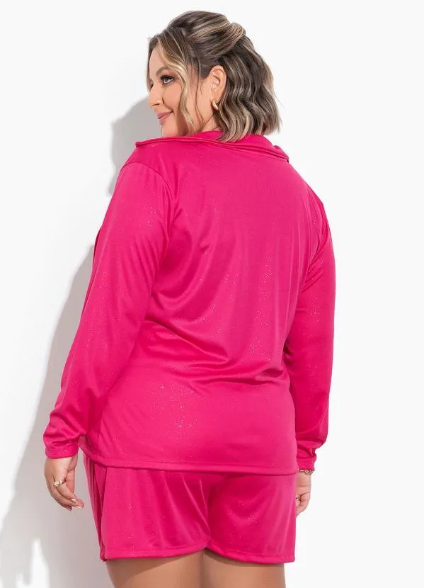 Marguerite - Conjunto Pink Brilho Blazer e Short Plus Size 3