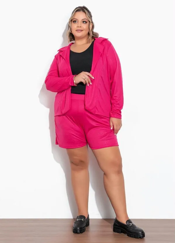 Marguerite - Conjunto Pink Brilho Blazer e Short Plus Size 2