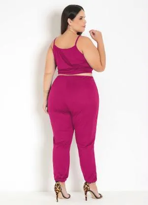 Marguerite - Conjunto Pink com Cropped e Calça Plus Size - MARGUERITE
