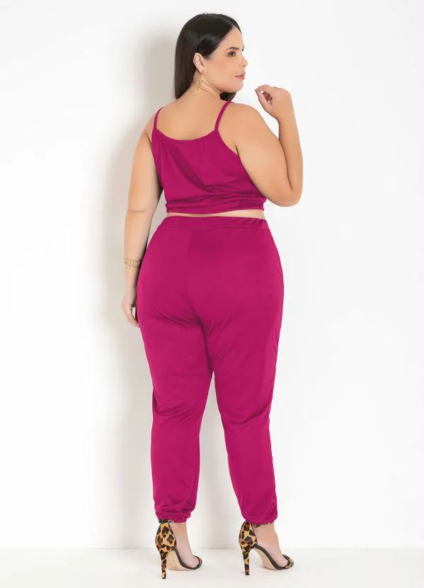 Marguerite - Conjunto Pink com Cropped e Calça Plus Size 2