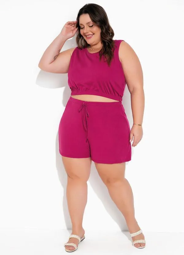 Marguerite - Conjunto Pink Cropped e Short Plus Size 4