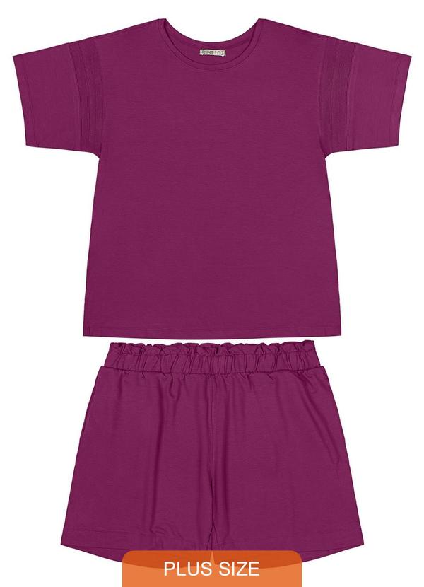 Secret Glam - Conjunto Plus Size Blusa com Shorts Roxo