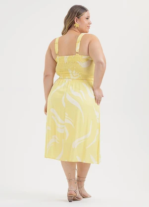 Cativa - Conjunto Plus Size em Viscose Amarelo Claro - CATIVA