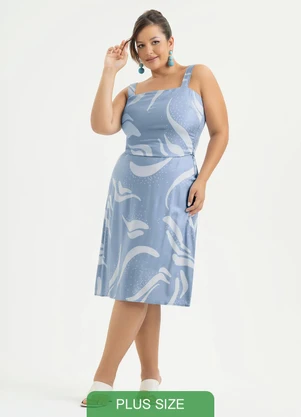 Cativa - Conjunto Plus Size em Viscose Azul Claro - CATIVA
