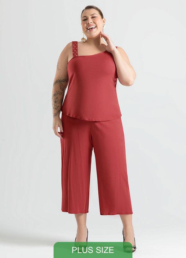 Cativa - Conjunto Plus Size em Viscose Marrom Escuro