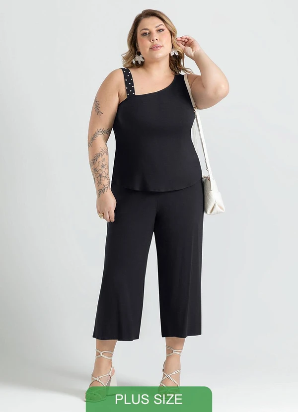 Cativa - Conjunto Plus Size em Viscose Preto