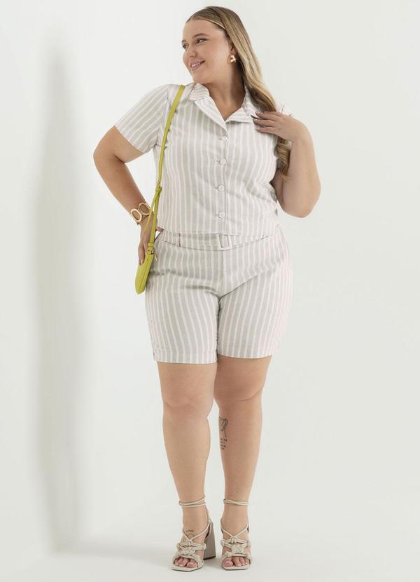 Cativa - Conjunto Plus Size Listrado Off White