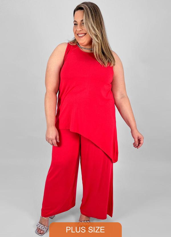Miss Masy Plus - Conjunto Plus Size Malu Vermelho Cereja