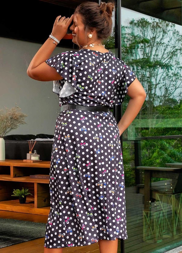 Marguerite - Conjunto Poá Borboletas em Jersey Acetinado 2