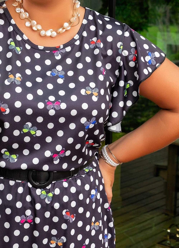 Marguerite - Conjunto Poá Borboletas em Jersey Acetinado 3