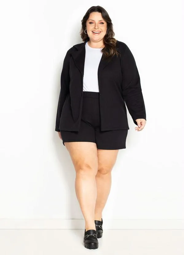 Marguerite - Conjunto Preto com Blazer e Short Plus Size 3