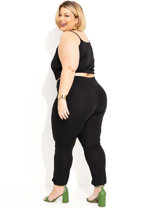 Marguerite - Conjunto Preto com Cropped e Calça Plus Size - MARGUERITE