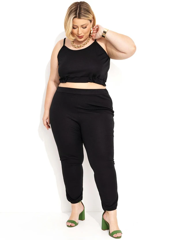 Marguerite - Conjunto Preto com Cropped e Calça Plus Size 3