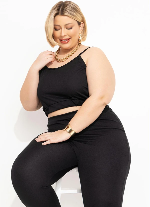Marguerite - Conjunto Preto com Cropped e Calça Plus Size 6