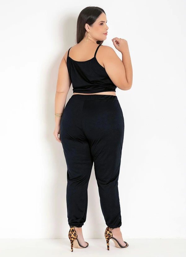 Marguerite - Conjunto Preto com Cropped e Calça Plus Size 9