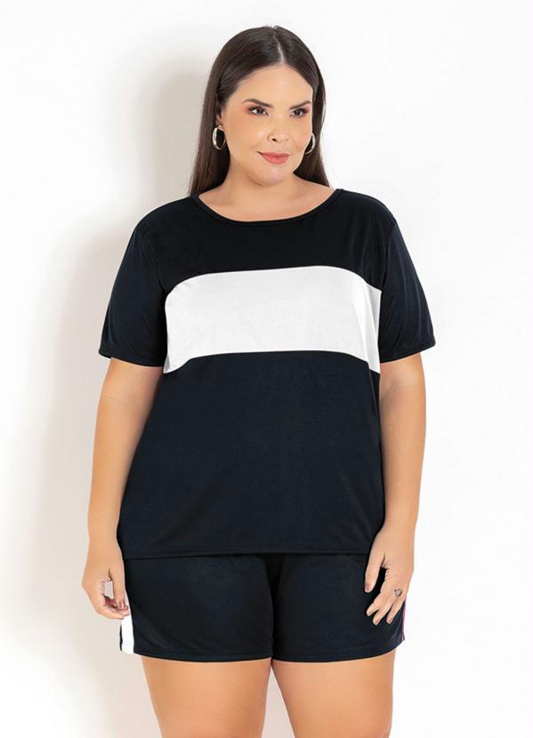Marguerite - Conjunto Preto e Branco com Recortes Plus Size 2