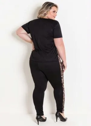 Marguerite - Conjunto Preto e Onça Plus Size - MARGUERITE