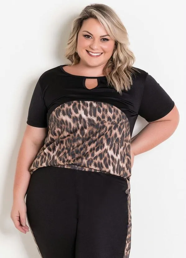 Marguerite - Conjunto Preto e Onça Plus Size 3