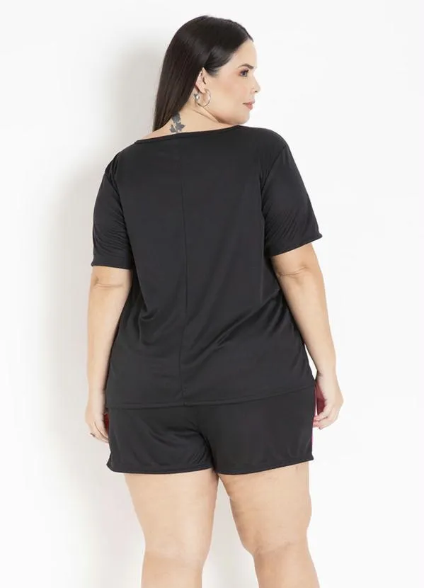 Marguerite - Conjunto Preto e Pink com Recortes Plus Size 3