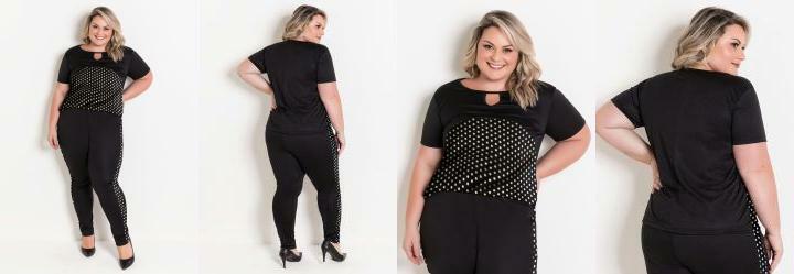 Conjunto Preto e Po Plus Size