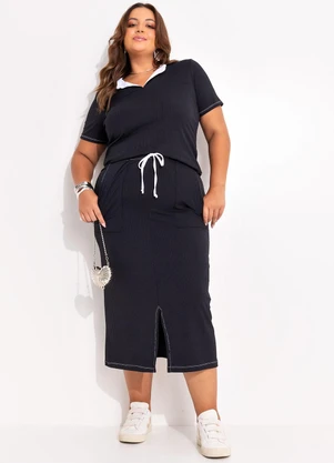 Marguerite - Conjunto Preto em Canelado - MARGUERITE