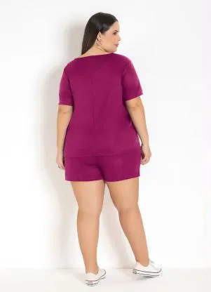 Marguerite - Conjunto Púrpura e Branco com Recortes Plus Size - MARGUERITE