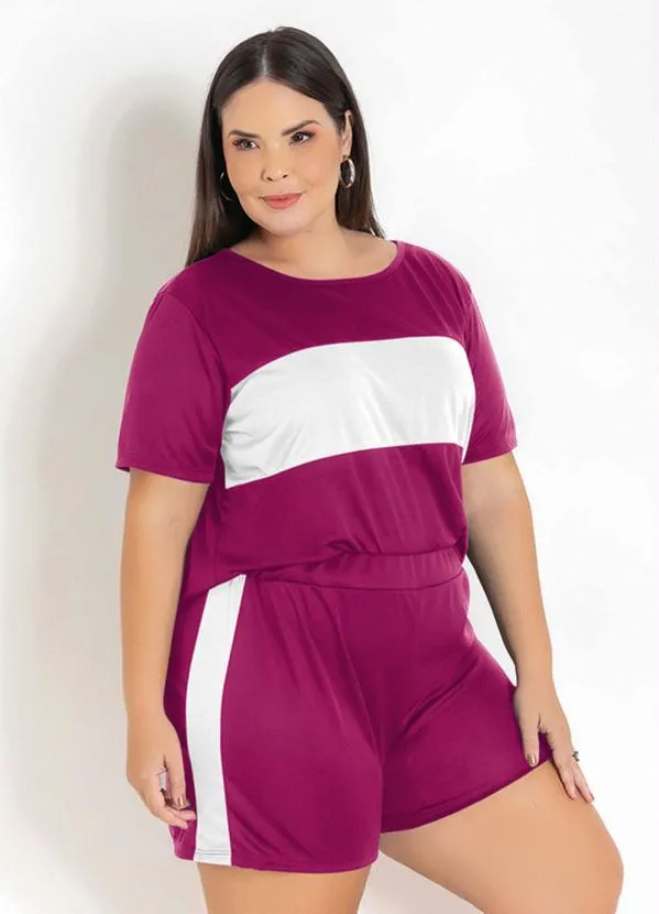Marguerite - Conjunto Púrpura e Branco com Recortes Plus Size 3