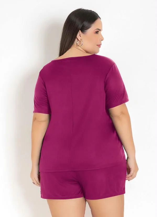 Marguerite - Conjunto Púrpura e Branco com Recortes Plus Size 4