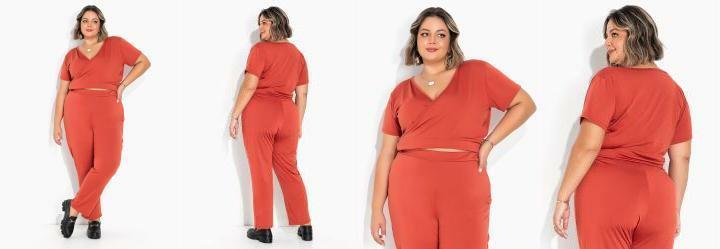 Conjunto Transpassado Terracota Plus Size