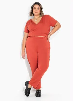 Marguerite - Conjunto Transpassado Terracota Plus Size - MARGUERITE