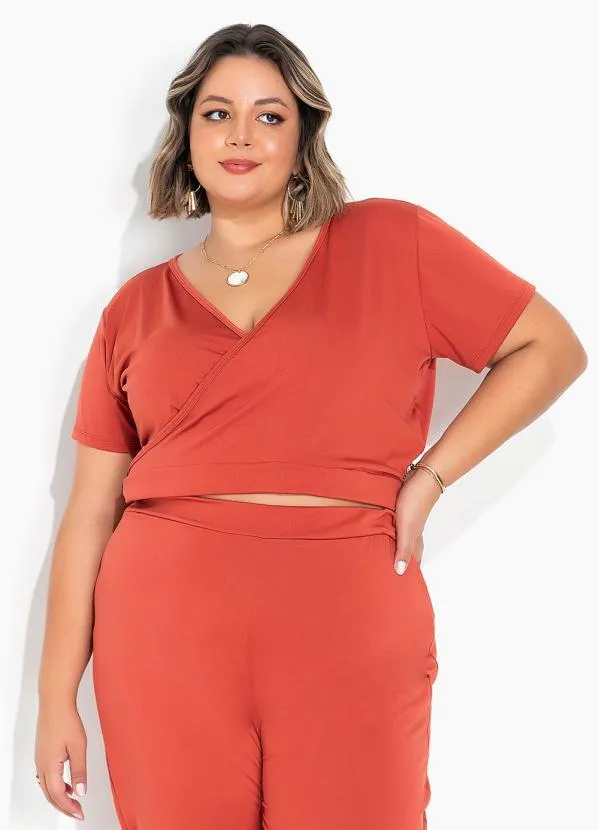 Marguerite - Conjunto Transpassado Terracota Plus Size 3