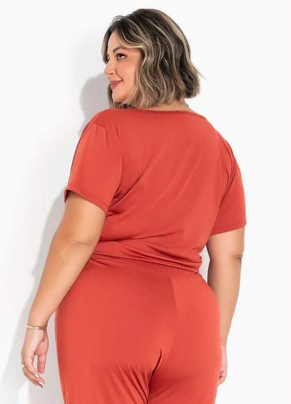 Marguerite - Conjunto Transpassado Terracota Plus Size 4