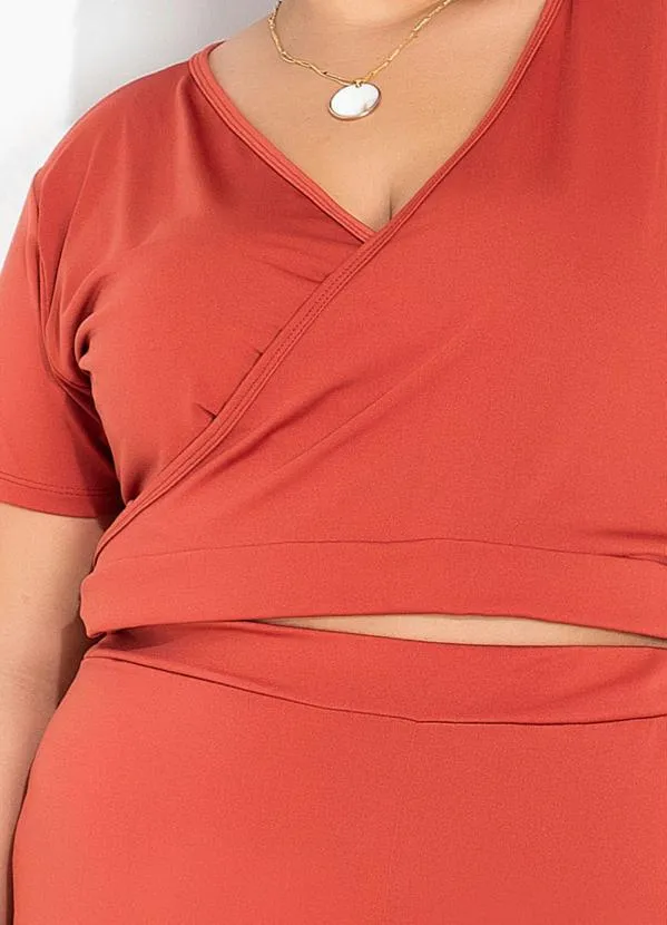 Marguerite - Conjunto Transpassado Terracota Plus Size 5