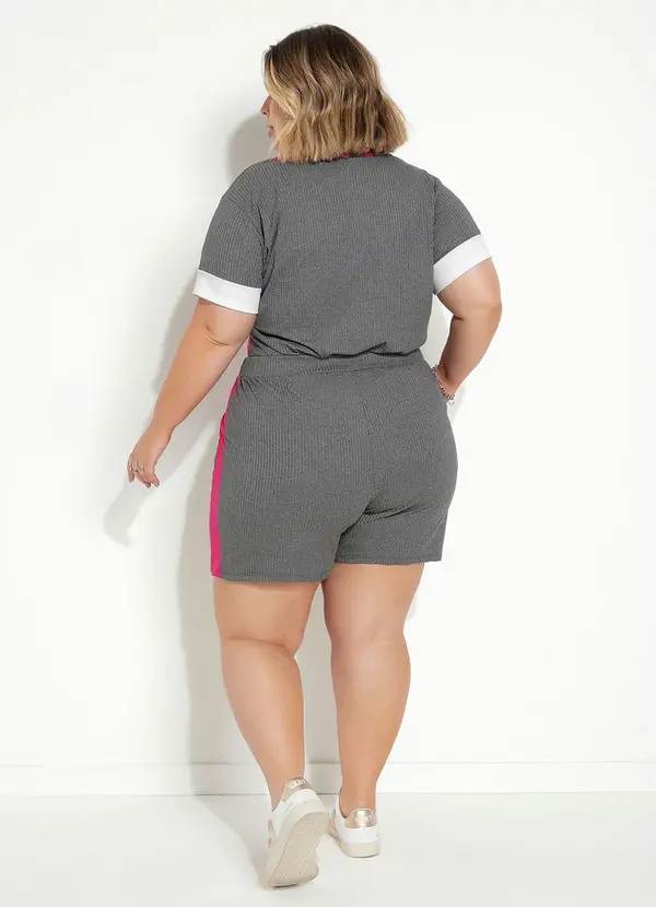 Marguerite - Conjunto Tricolor com Blusa e Short Plus Size. 5