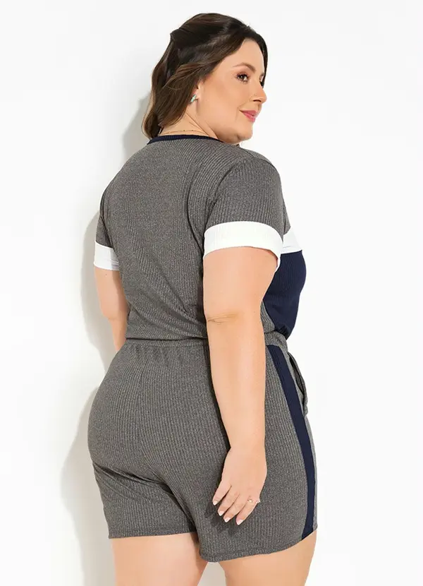 Marguerite - Conjunto Tricolor com Blusa e Short Plus Size 2