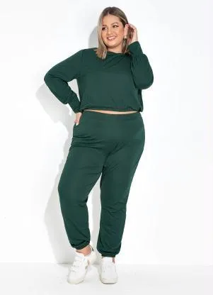 Marguerite - Conjunto Verde Blusa e Calça Cropped Plus Size - MARGUERITE