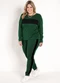 Marguerite - Conjunto Jogger Onça e Preto Plus Size - variação: Verde Militar