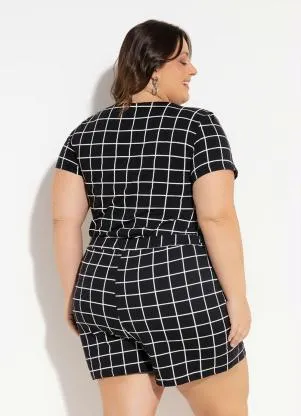 Marguerite - Conjunto Xadrez com Blusa e Short Plus Size - MARGUERITE