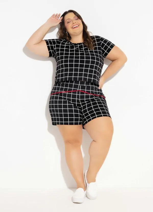 Marguerite - Conjunto Xadrez com Blusa e Short Plus Size 3