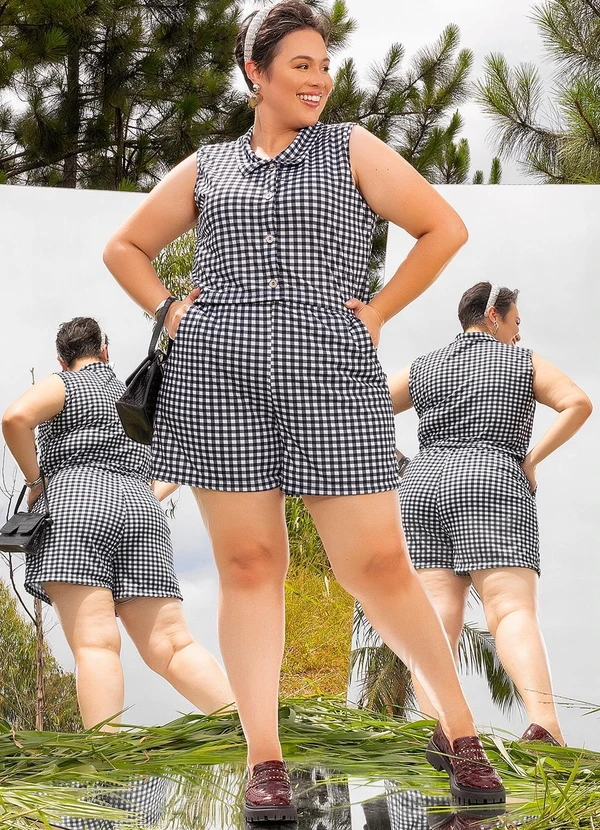 Marguerite - Conjunto Xadrez Preto em Malha 8