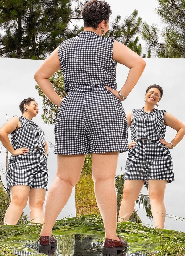 Marguerite - Conjunto Xadrez Preto em Malha 9