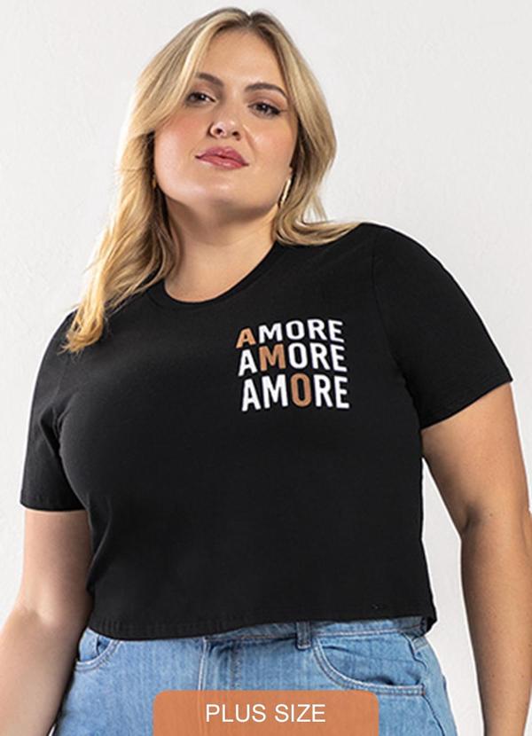 Rezzato - Blusa Amore Adulto Plus Feminino Preto