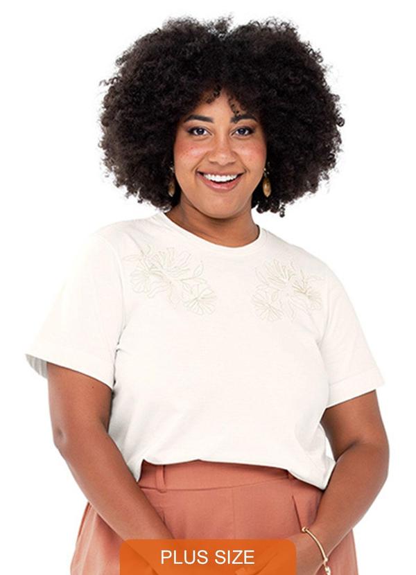Rezzato - Blusa Bordado Floral Adulto Plus Size Branco 1