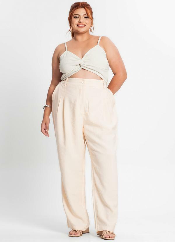 Secret Glam - Blusa Cropped Feminina Plus Size Bege 3