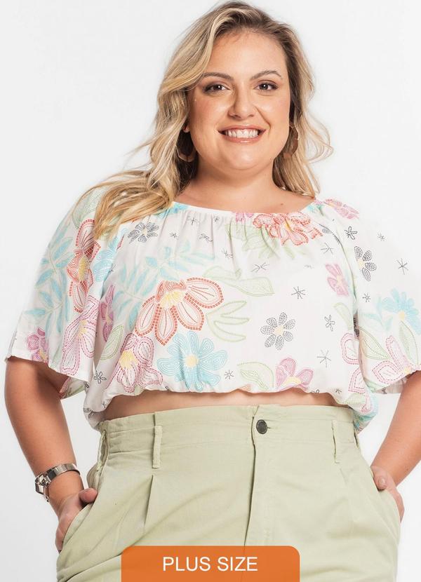Secret Glam - Blusa Cropped Feminina Plus Size Bege